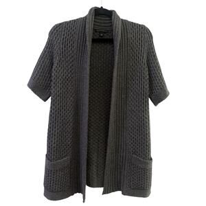 Banana Republic Cardigan Womens Size Small Gray Open Knit Wool Blend Pockets